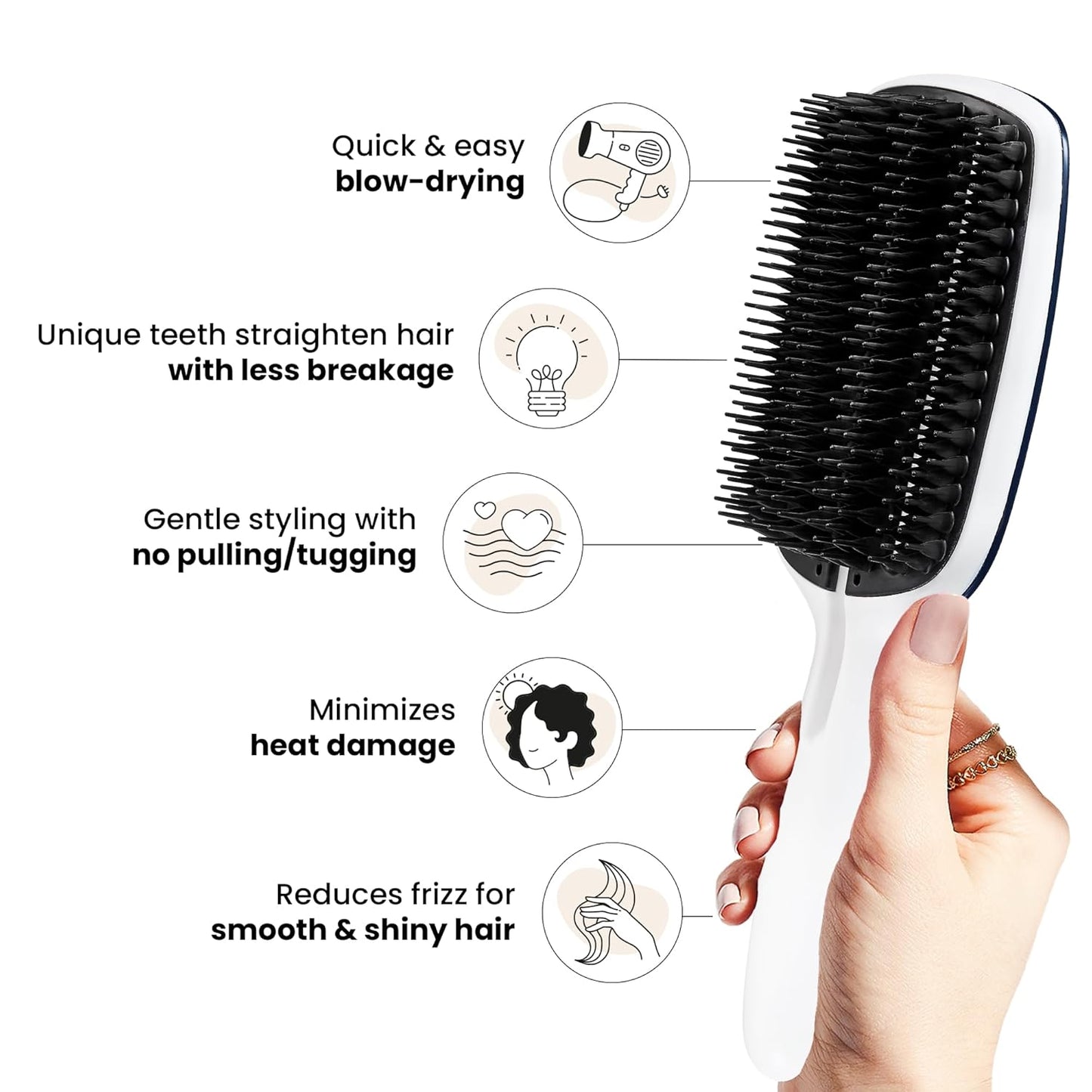 Tangle Teezer Blow Styling Smoothing Hairbrush Tool, Gentle and Fast Drying for Medium & Long Hair, Half Size