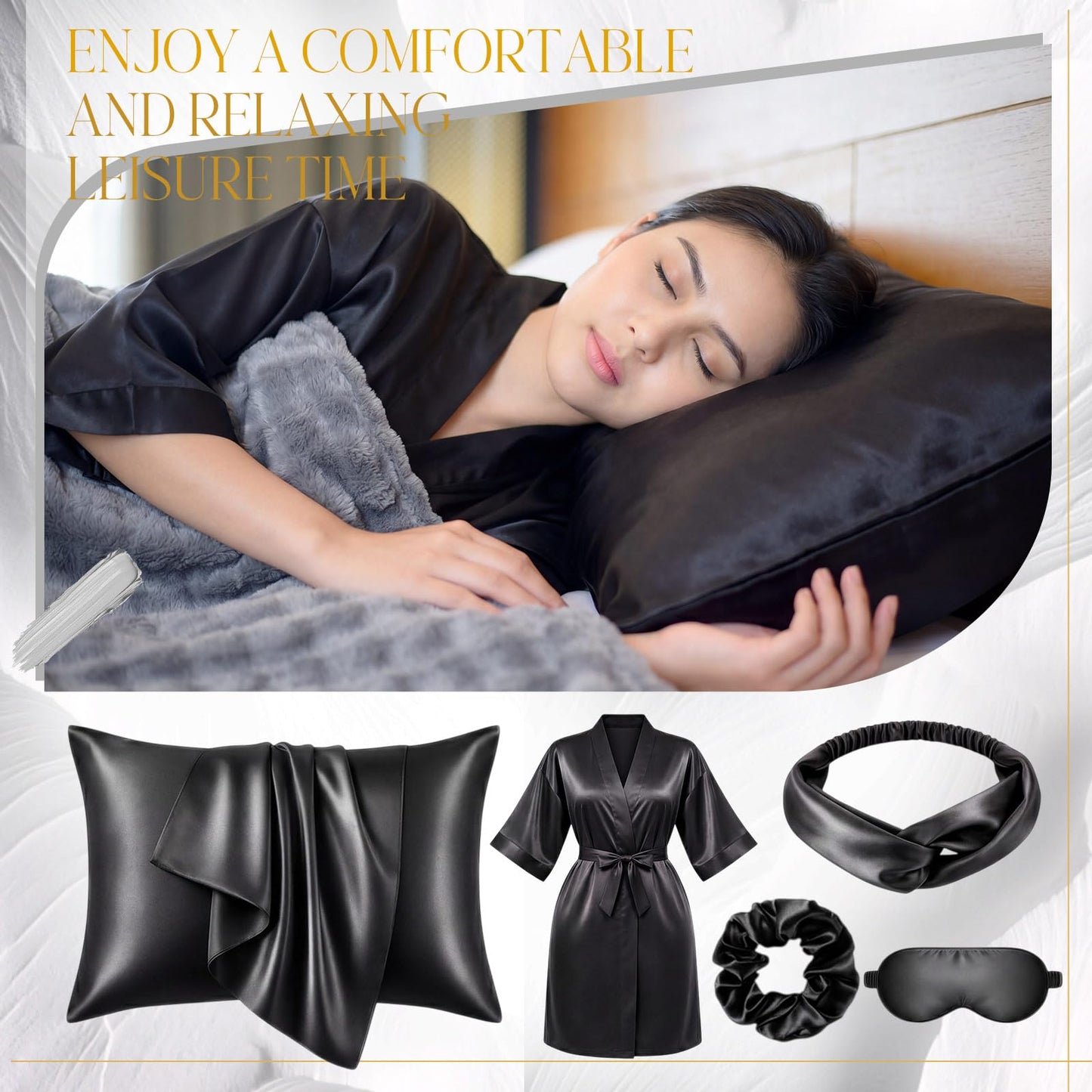 Twistover 16 Pcs Birthday Gifts for Women: Luxury Robe & Blanket Spa Basket, Graduation Gifts for Women -scented Candle, Mug, Notebook, Pillowcase & Self Care Essentials(Black)