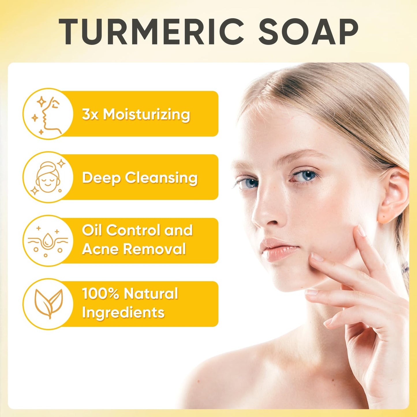 Treeroot 5 Pack Turmeric Soap, 80g Kojic Acid and Turmeric Soap Bar, Gently Clean the Face, Contains Retinol, Collagen, Vitamin C, Shea Butter, Used for Face & Body, SLS Free