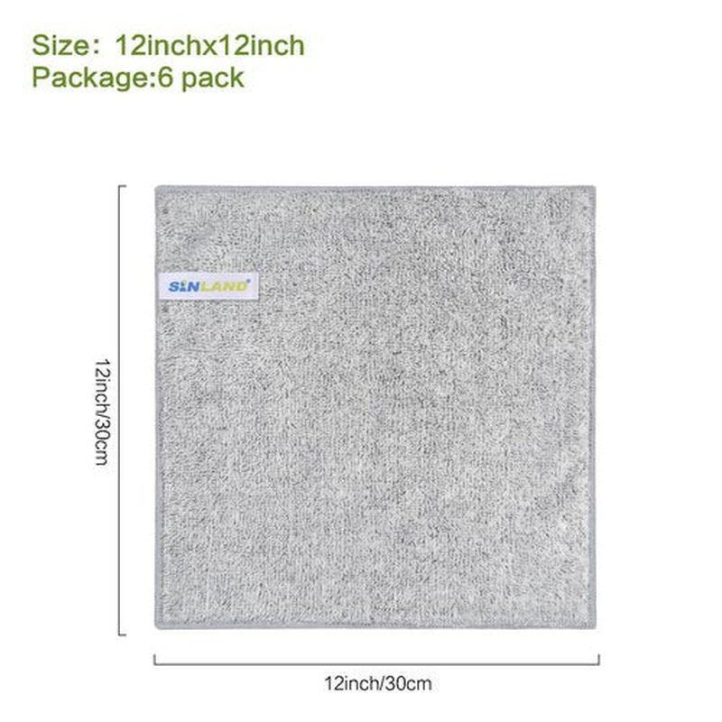 SINLAND Microfiber Face Towels Ultra Soft Facial Washcloths Face Cloth for Bath 12Inch x 12Inch 6 Pack Grey
