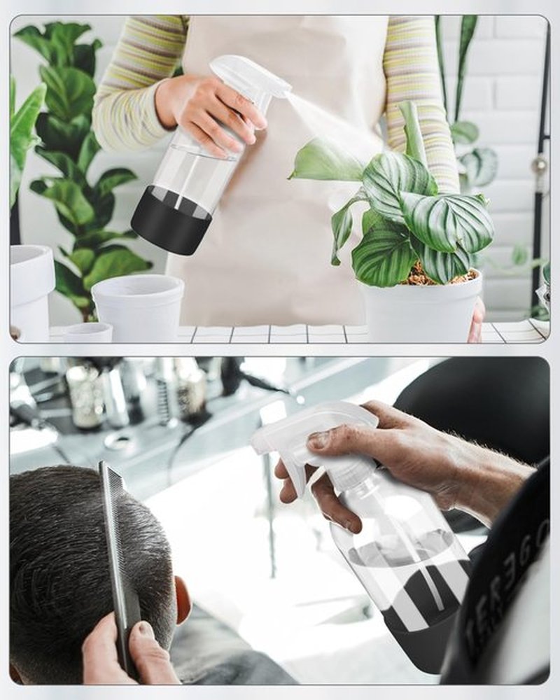 Roinisor Glass Spray Bottles with Silicone Sleeve Protection, Empty 16OZ Reusable Spray Bottles, Refillable Containers with Spray Nozzles for Cleaning Solutions, Plants and Essential Oils 1 Pack Black