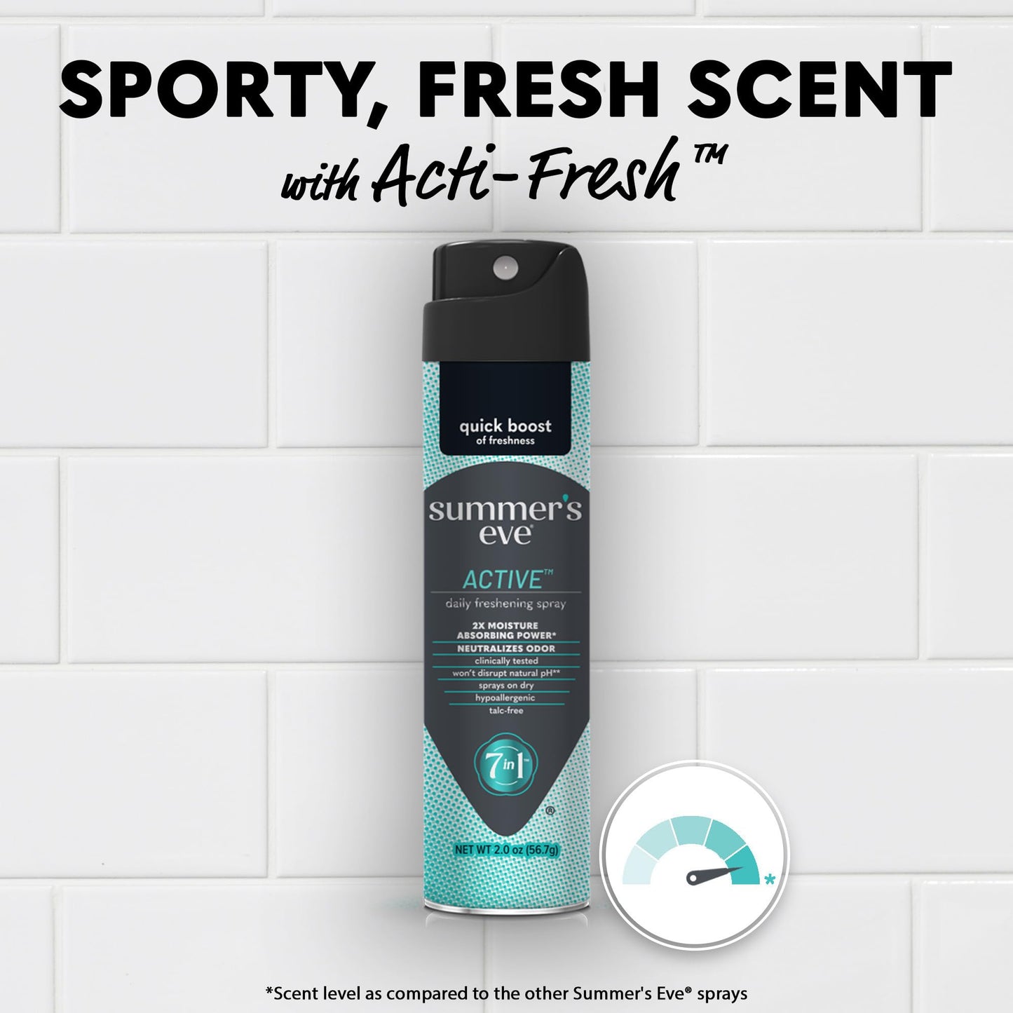 Summer's Eve Active Daily Feminine Spray with Talc-Free, Odor-Neutralizing and Sweat-Absorbing Formula, 2 Oz