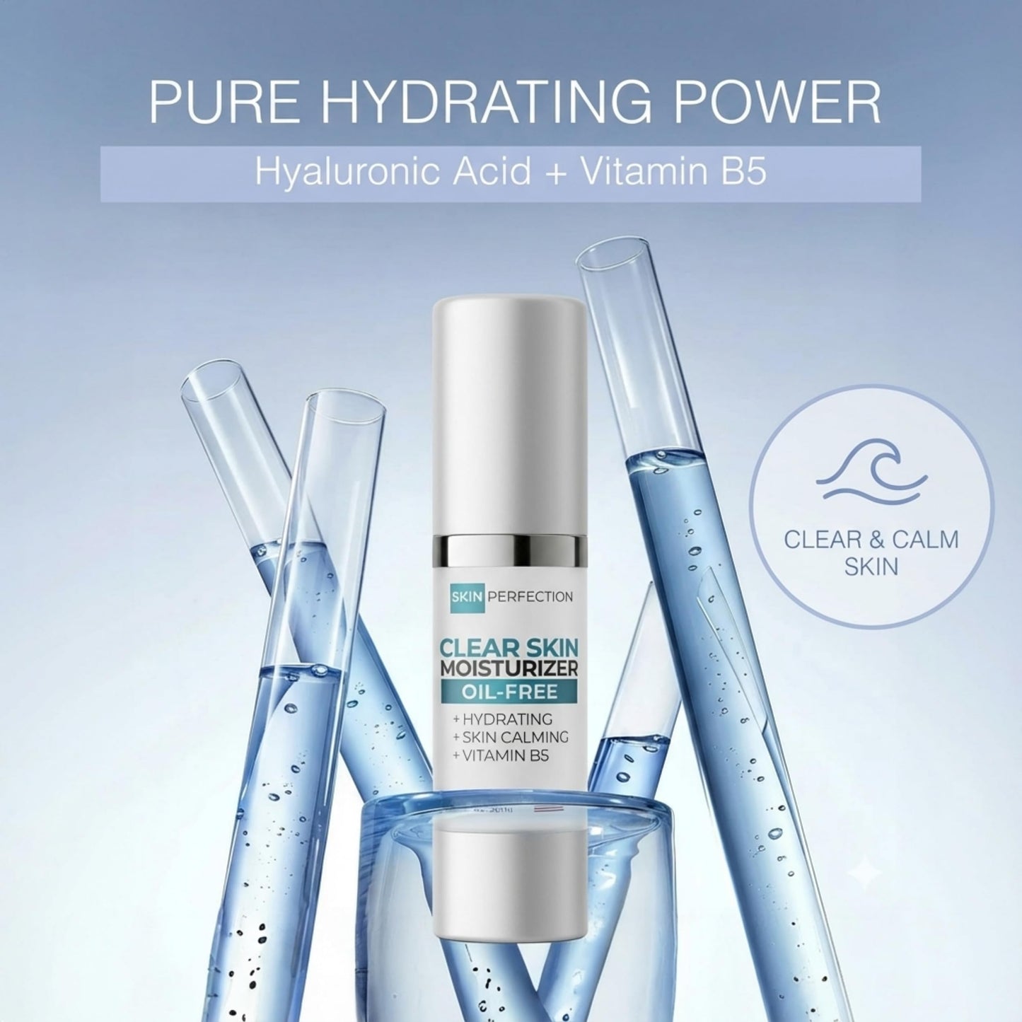 Skin Perfection Clear Skin Oil Free Facial Moisturizer Non-greasy Formula Great for Oily Hydration with Hyaluronic Acid Calming Vitamin B5 Light Gel with Hyaluronic Acid