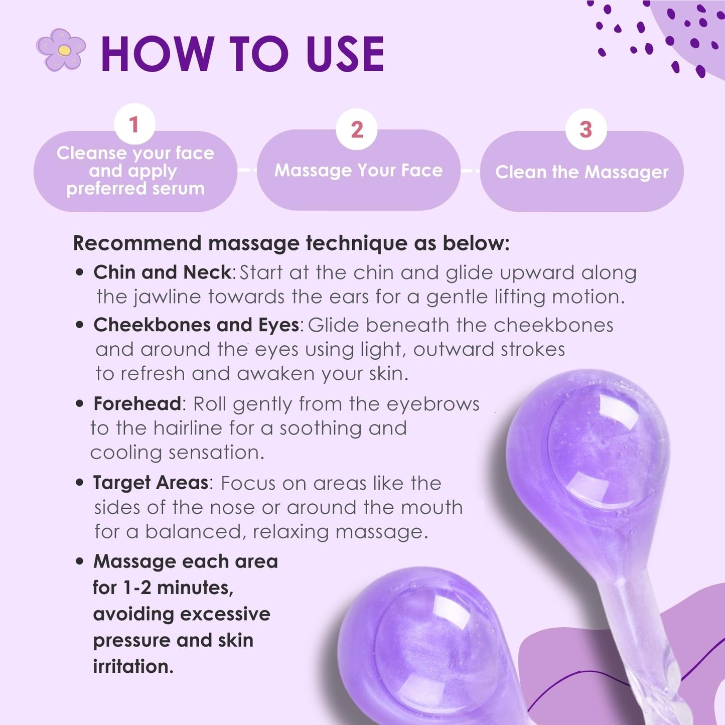 Facial Ice Globes, Cryo Cooling Balls with Anti-Slip Handle for Face, Eyes & Neck, Relaxing Beauty Massage Tool for Soothing and Refreshing Skincare Routine, Quicksand Purple