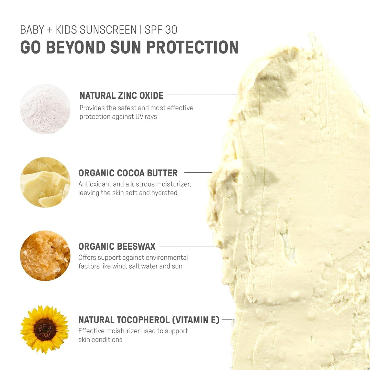 Raw Elements Baby & Kids SPF 30 Organic Sunscreen Tin, Non-Nano Zinc Oxide, Reef-Safe, Cruelty-Free, Gluten & Nut Free, W/Face and Body Mineral Sunscreen Tin, Water Resistant, Plastic Free, 3 oz