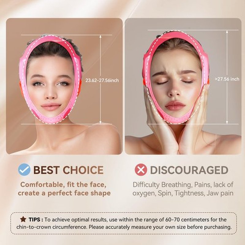 JUSMORE Reusable V Line Face Strap, Soft Silicone Chin Strap for Women 23-27 Inches (powdered)