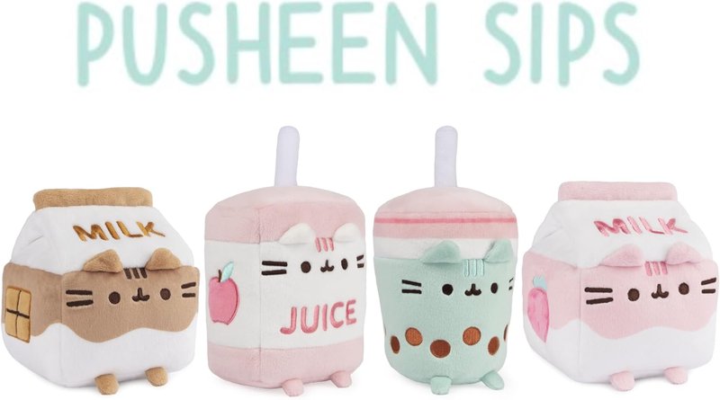 Pusheen Boba Tea Cup Plush Cat Stuffed Animal | Soft Green/Pink Toy for Ages 8+ - 6”