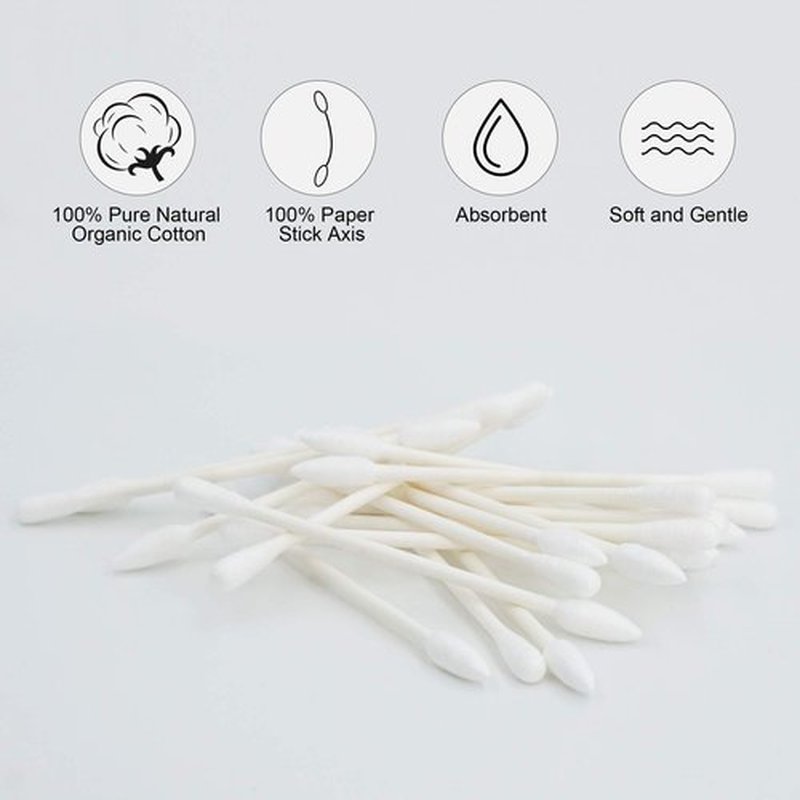 HOMEFOX Cotton Swabs Precision Pointed - 600 Count Pointy Organic Cotton Buds Double Side Tightly Wrapped Cotton Tips Paper Stick Soft Gentle Lint-Free Cruelty-Free, Pointy & Round (White)