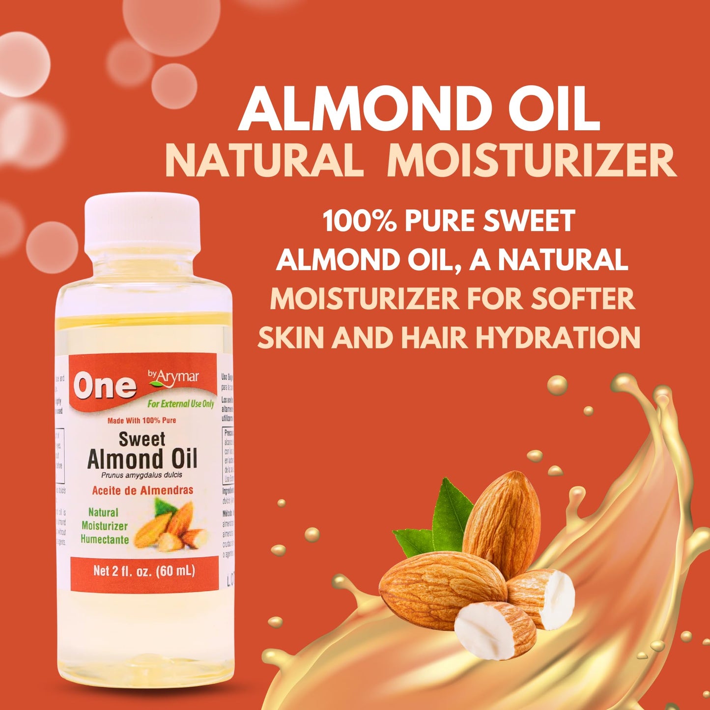Arymar Almond Oil, Natural Oil for Skin, Hair, Massage & Aromatherapy Diffusers, 2 oz