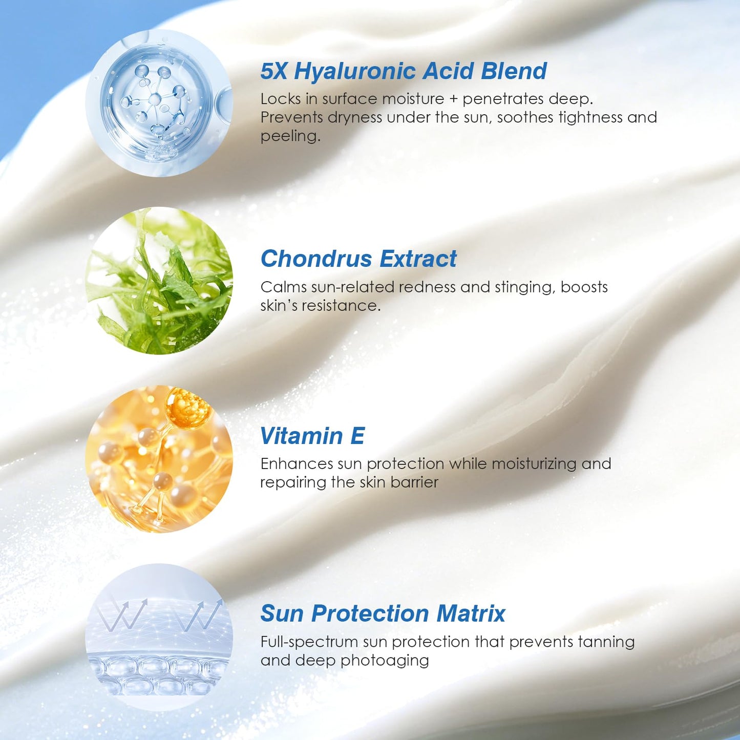 Moisturizing Sunscreen SPF 50 PA++++ with Hyaluronic Acid | Daily Face & Body Sun Protection, Lightweight, Non-Greasy, Suitable for All Skin Types Including Sensitive Skin, 1.7 oz