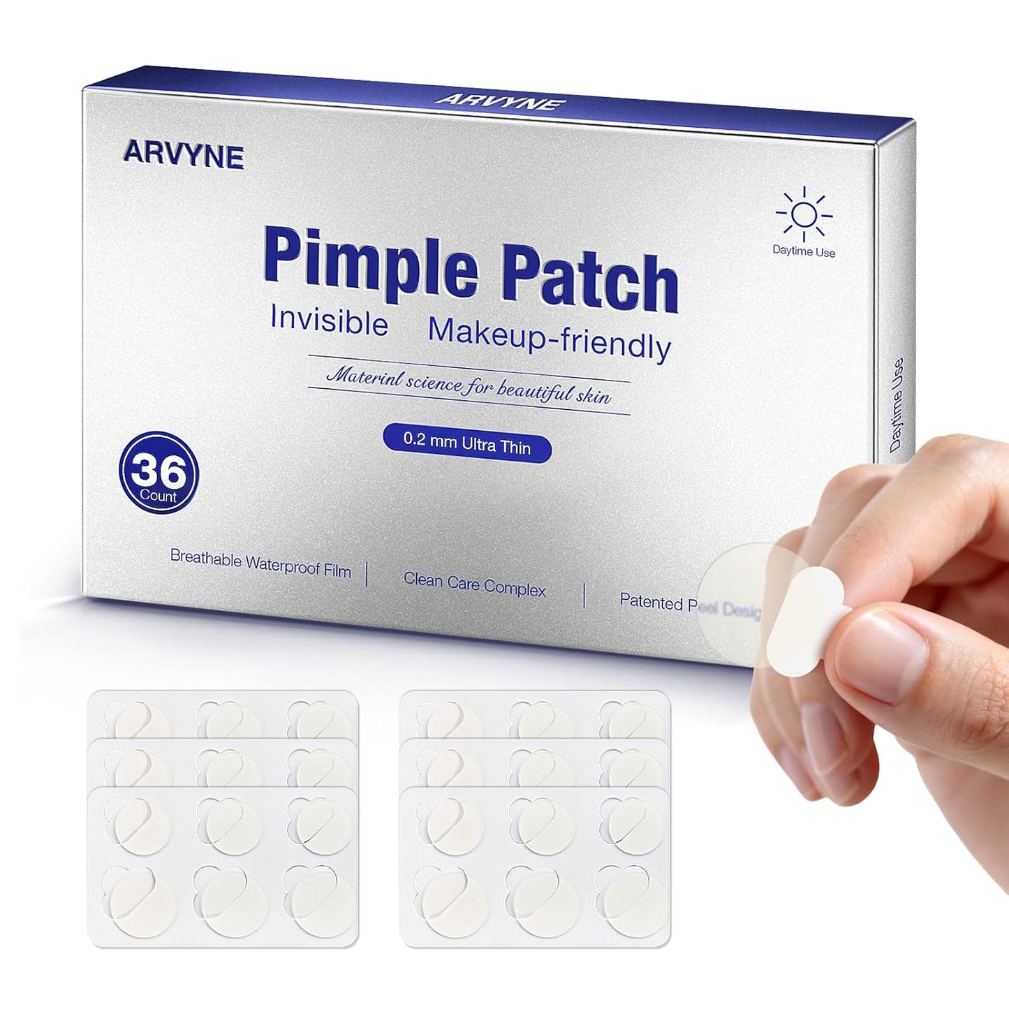 Invisible Daytime Pimple Patch - Ultra-Thin Hydrocolloid Acne Patch for Makeup | 36 Count