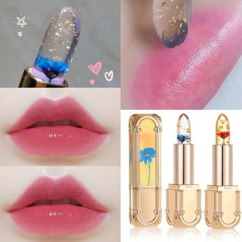 Flower Color Changing Lipstick, 2PCS Yulyoie Lipstick, Yulyoie Lip Gloss, Crystal Jelly Flower Color Changing Lipstick, Long-lasting Moisturizing Flower Jelly Color-Changing Lipstick (Red*2)