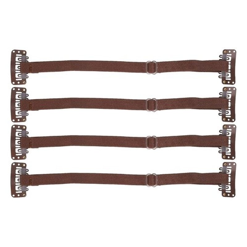 Facelift Band,Facelift Bands With Clips,Face Lifting Band, 4Pcs Adjustable Elastic Facial Belt Eye Wrinkle Removal Belt with Hairclip, Firm Skin (Brown)