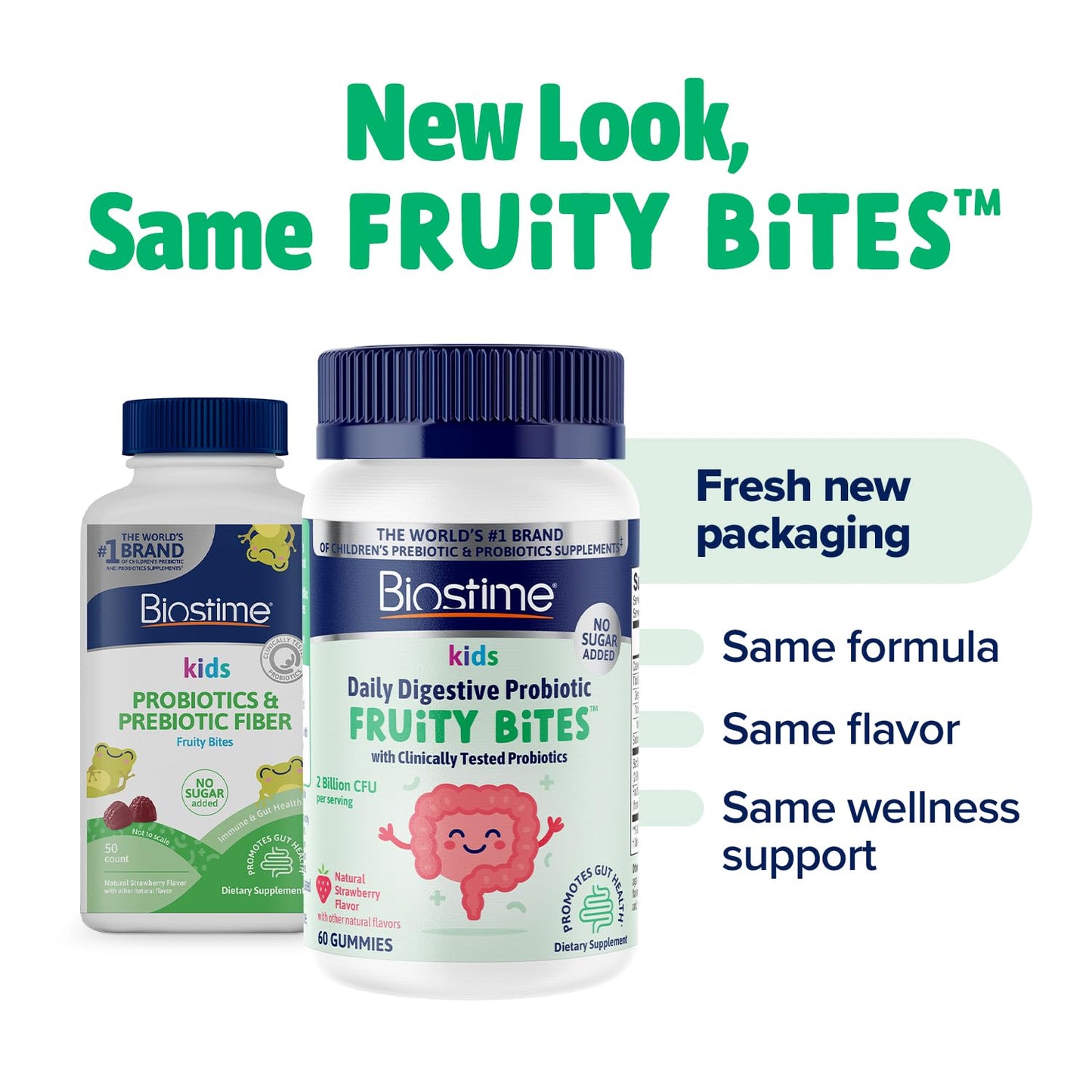 Biostime Kids Prebiotic & Probiotic Gummies (Ages 4+) | Probiotics for Kids | Includes 2 Billion CFU to Support Digestive Health| No added sugar Fruity Bites | Free from Top 9 Allergens |50 Count