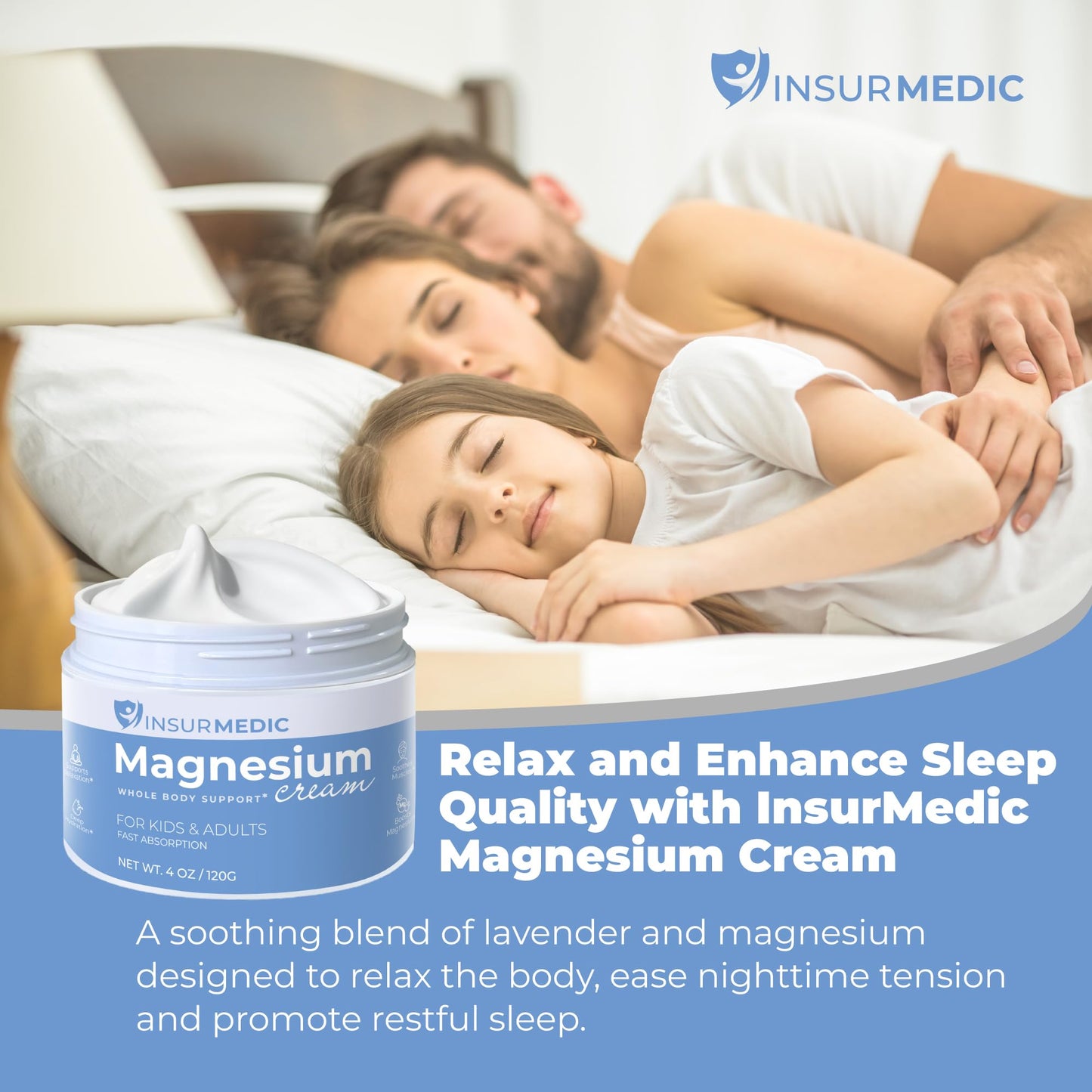 InsurMedic Magnesium Cream - Nerve Muscle Cramps Body Comfort & Bedtime Support - Nighttime Topical Lotion with Lavender - Kids Adults Relaxing Calming Rub for Feet Leg Back