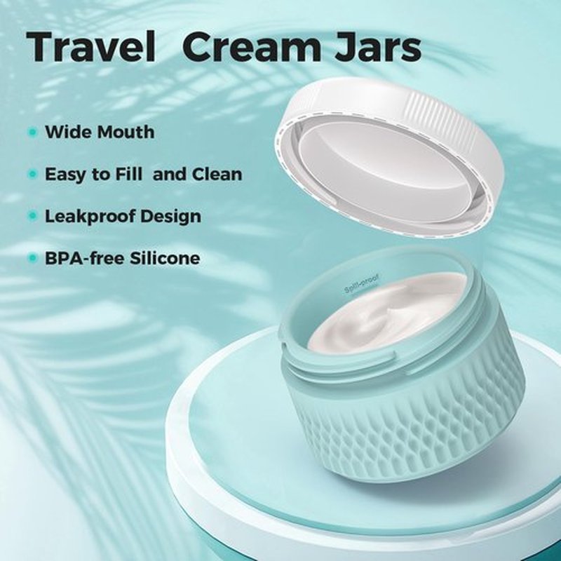 Travel Containers for Toiletries, Silicone Cream Jars BPA Free, TSA Approved 1.3oz Travel Size Containers, Leak-proof Travel Essentials with Lid for Cosmetic Face Hand Body Cream