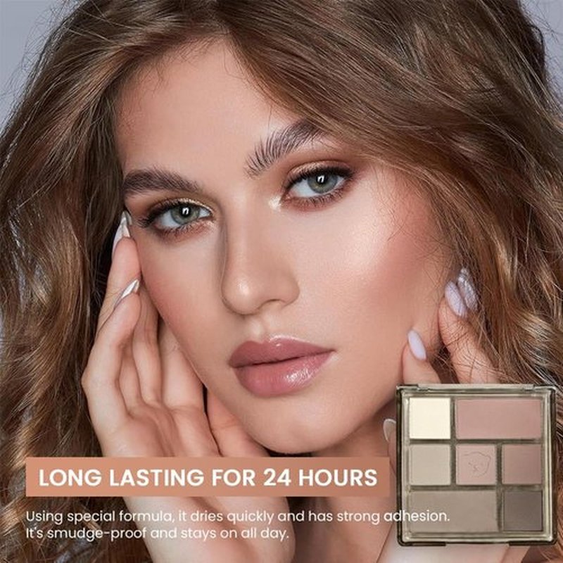 DOUKLLT Professional Makeup Eyeshadow Pallet Kit, All About Colorful Matte Shimmers Eye Makeup Palette, Natural Make Up Eye Shadows Cosmetics Gift Smokey Pallet Set, Safe for Sensitive Eyes (7-color)