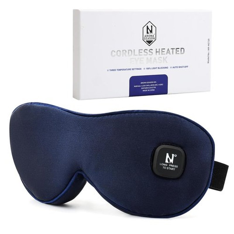 Aroma Season Silk Cordless Heated Eye Mask, Warm Eye Compress for Dry Eyes, Styes, Blepharitis, Chalazion, Moist Heat Treatment to Unclog Lacrimal Glands, Gifts for Men Women (Navy Blue)