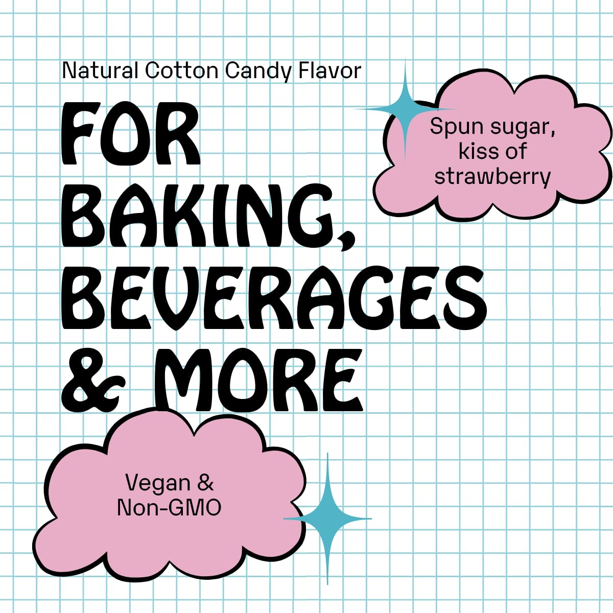 Supernatural Cotton Candy Flavor Drops - Vegan, Non-GMO Natural Flavoring, Unsweetened, Zero Calorie. Spun Sugar Taste For Food Crafts, Desserts, Candy, Water, Kids Smoothies, and More. 30ml 1oz