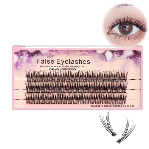 BODERMINCER 8-16mm to Choose Fish Tail Design 120pcs Thickness 0.1mm C Curl 12 Root Women Lady Individual Black False Eyelash Cluster Eye Lashes Extension Tools (16mm)