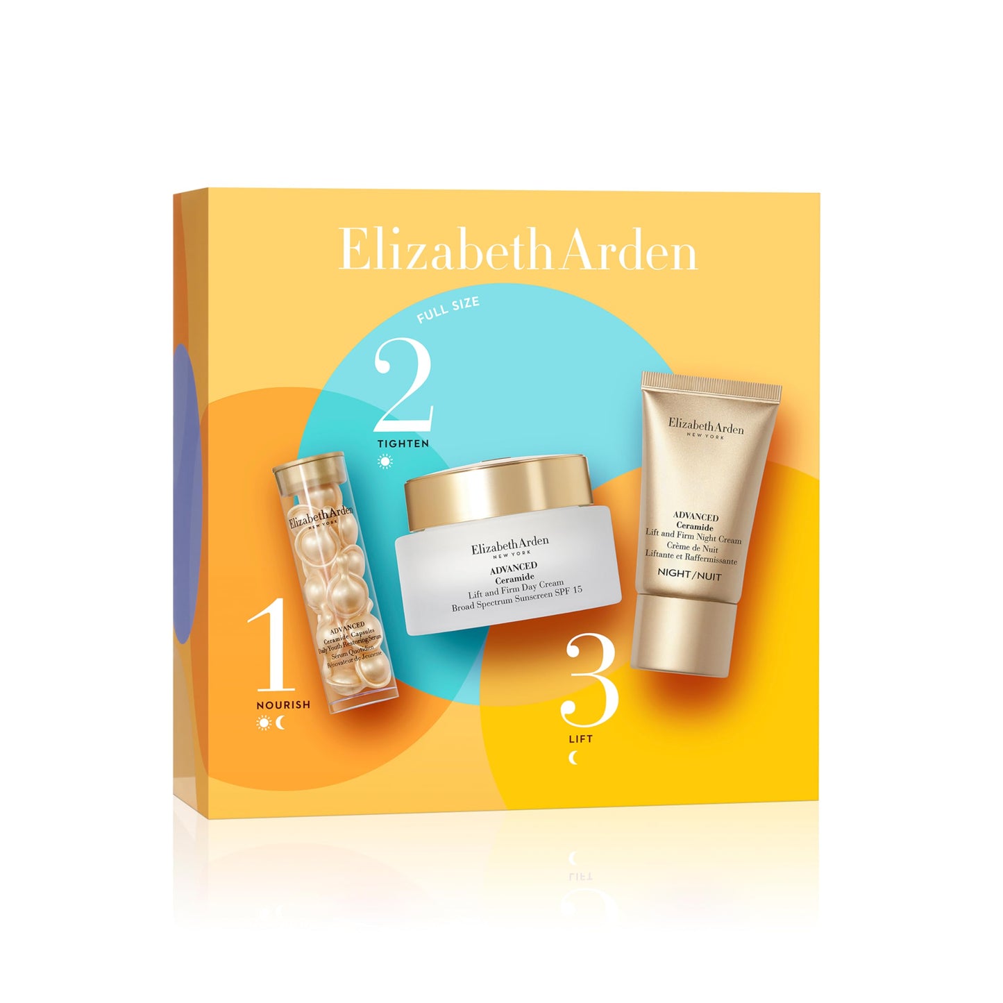 Elizabeth Arden Advanced Ceramide 3-Piece Skin Care Gift Set for Women, Includes Day Cream with Sunscreen, Serum Capsules, & Night Cream