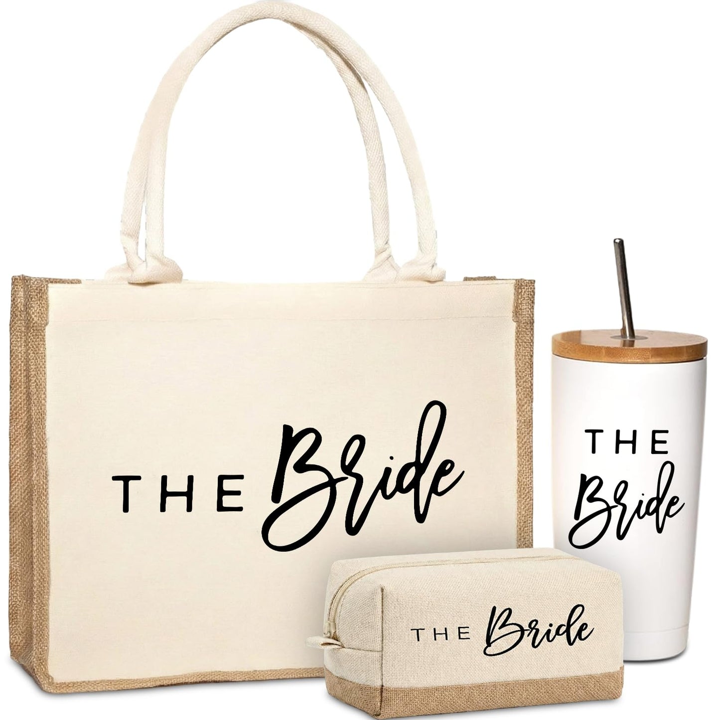 Physkoa Bride Gift Set – Bridal Shower Gifts for Bride to Be with Tote Bag, Insulated Tumbler & Fabric Makeup Pouch, Engagement, Bachelorette Party & Wedding Essentials