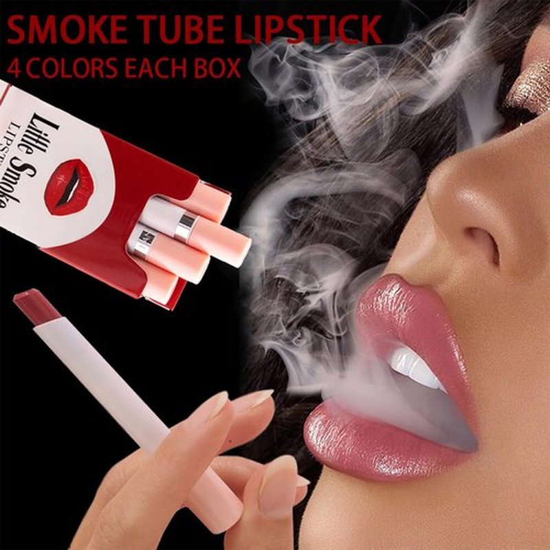 KYTVPL 4 Colors Matte Lipstick,Matte Velvet Lipstick,Little Small Smoke Tube Lip Tint Set,Non-Sticky and Long Lasting 24 Hours Waterproof Ladies Lip Balm Lipstick (Set B)