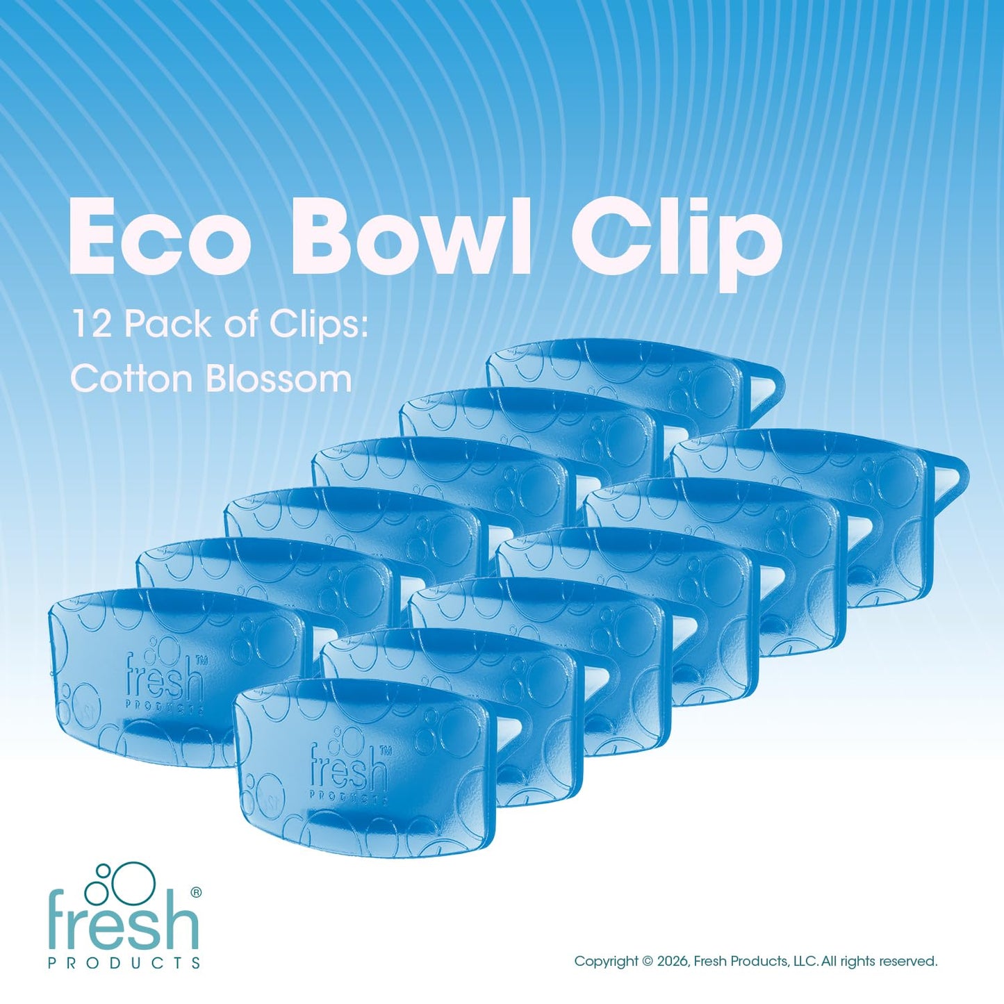 Fresh Products Eco Bowl Clip Air Freshener, Cotton Blossom, Blue, 12 Pack