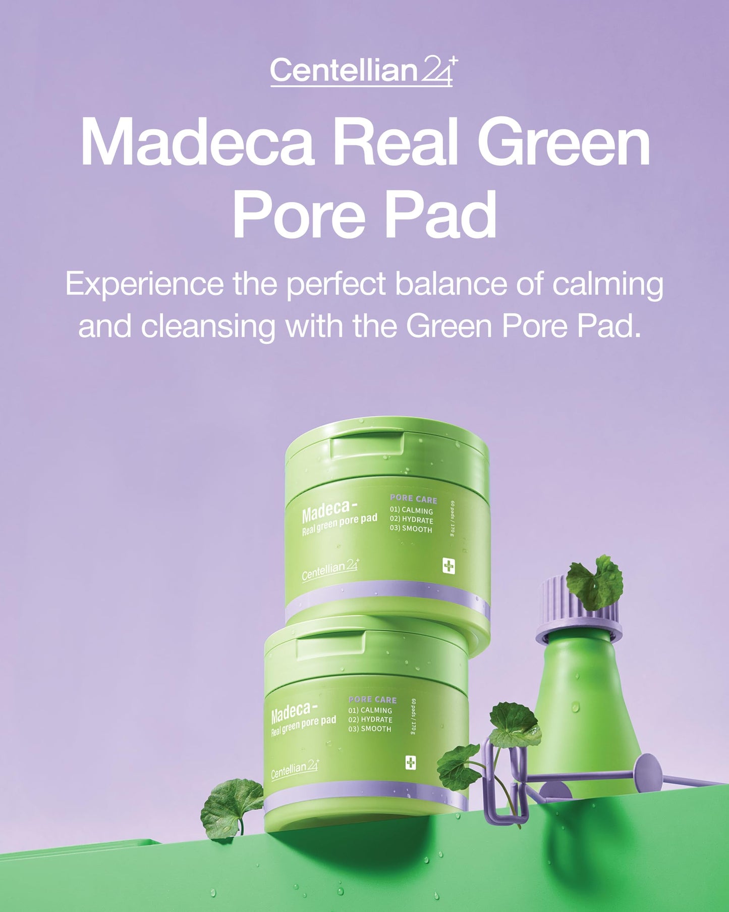 CENTELLIAN 24 Madeca Real Green Pore Pad (5.74fl oz / 60 pcs) - Exfoliating & Soothing Dual-Sided Toner Pads for Sensitive Skin, Pore Care, Korean Skin Care. Centella Asiatica, PHA & LHA