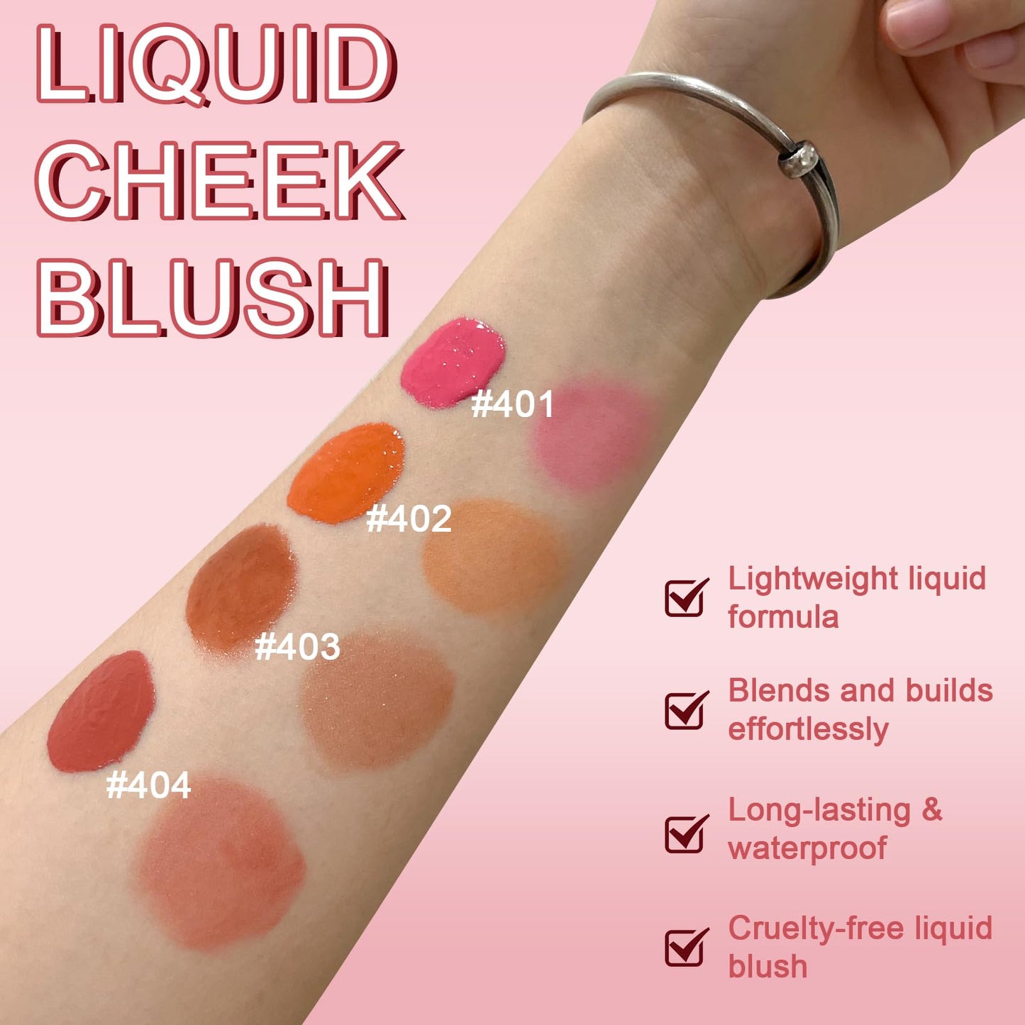 VERONNI Liquid Blush-Fruit Juice Liquid Blusher for Cheeks,Vegan Face Cream Blush Glow Makeup,Waterproof Long Lasting Blushes,Cruelty-Free for a Shimmery Finish (#402)