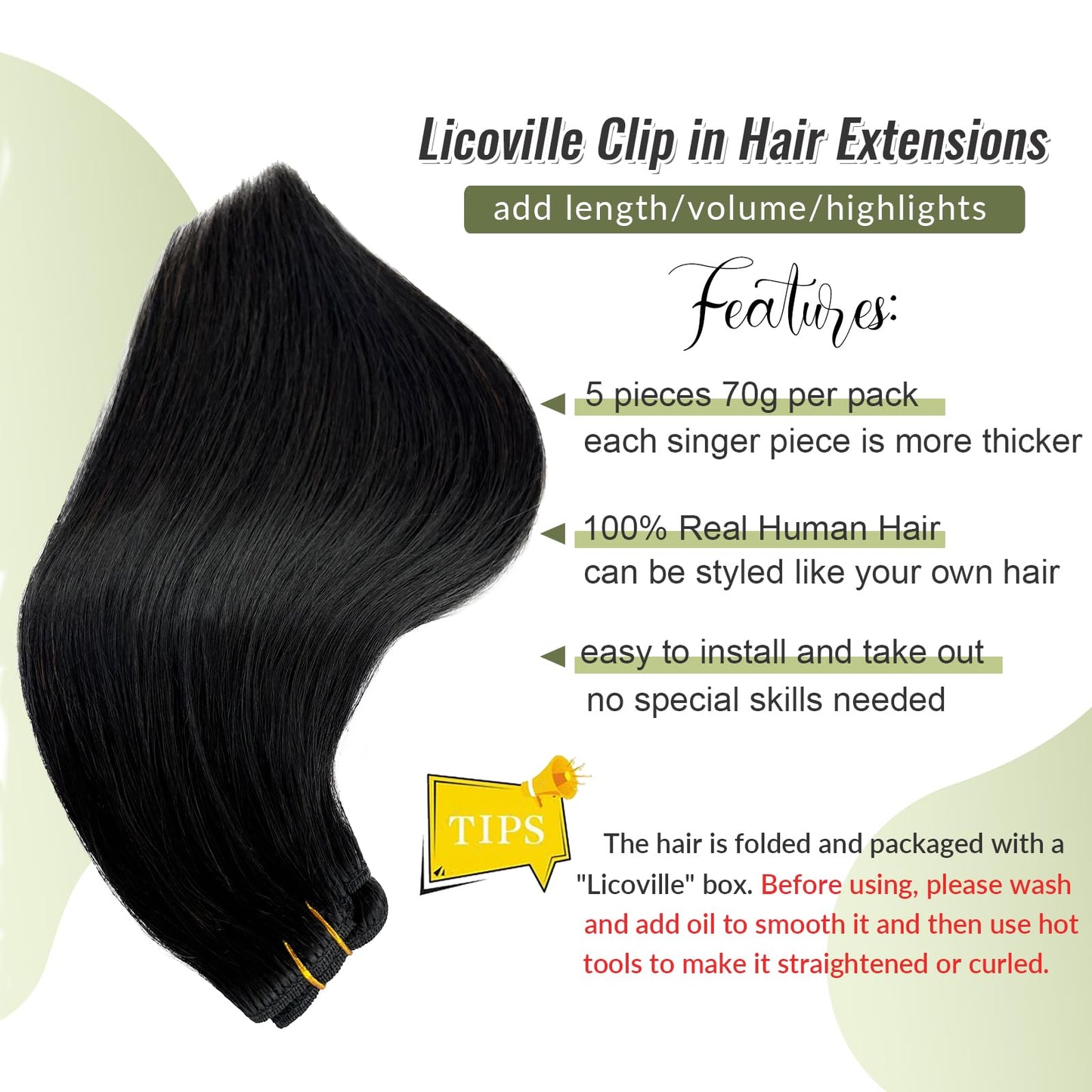 Clip in Hair Extensions Black Real Hair Extensions Clip in Remy Human Hair 5pcs 70g Thick Straight Natural Black Clip ins Human Hair Extensions for Black Women 15 Inch Can be Styled