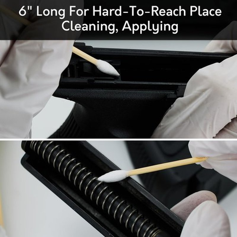 500PCS Gun Cleaning Swabs in Storage Box - Lint Free Pistol Cleaning Swabs - Gun Cleaning Cotton Swab with Bamboo Handle - Highly Absorbent Gun Cleaning Supplies Swabs for Precision Cleaning, Applying