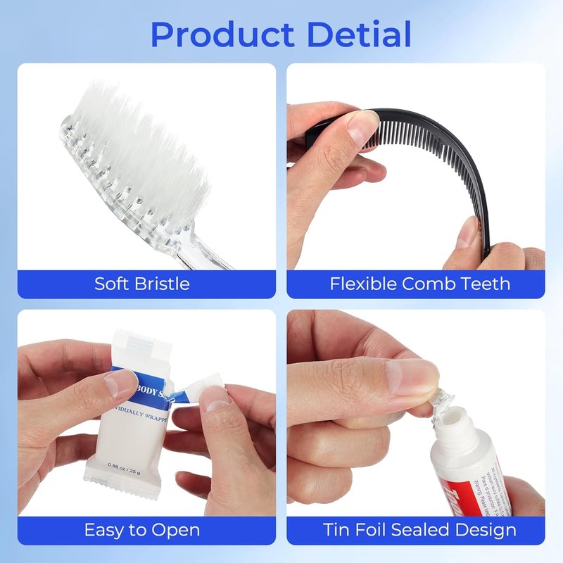 Travel Size Toiletry Kits - Disposable Personal Hygiene Supplies | Individually Wrapped Essentials (20 Packs)