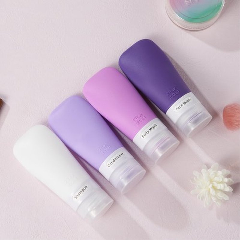 INSFIT Travel Bottles for Toiletries, TSA Approved 2oz Travel Size Bottles Leak Proof Travel Containers for Toiletries, BPA Free Refillable Travel Accessories for Shampoo Body Wash Liquids Purple