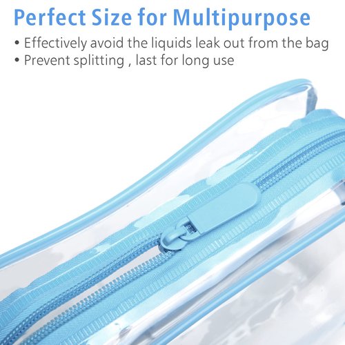 PACKISM Clear Toiletry Bag, 3 Pack TSA Approved Toiletry Bag Quart Size Bag, Travel Makeup Cosmetic Bag for Women Men, Carry on Airport Airline Compliant Bag, Light Blue