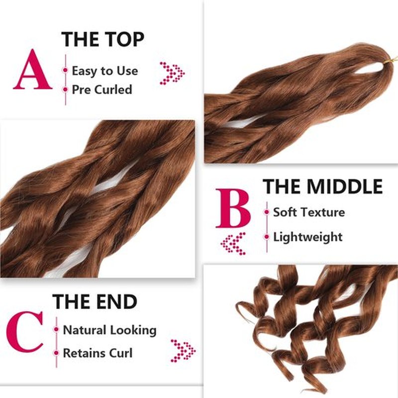 French Curly Braiding Hair 18 Inch 8 Packs - Pre Stretched Bouncy Braiding Hair- Loose Wavy Braiding Hair Synthetic Hair Extensions (18 inch 8 packs 30)