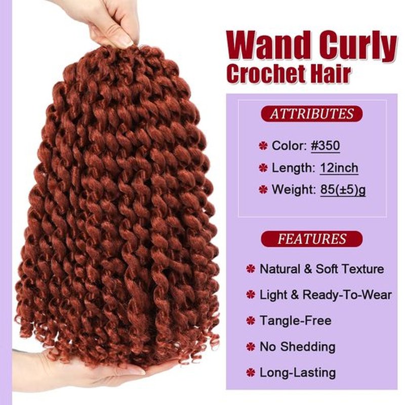 GetMaige Ginger Wand Curls Crochet Hair For Black Women 12inch Jamaican Bounce Pre-looped Curly Braiding Hair (12inch (pack of 4), #350)