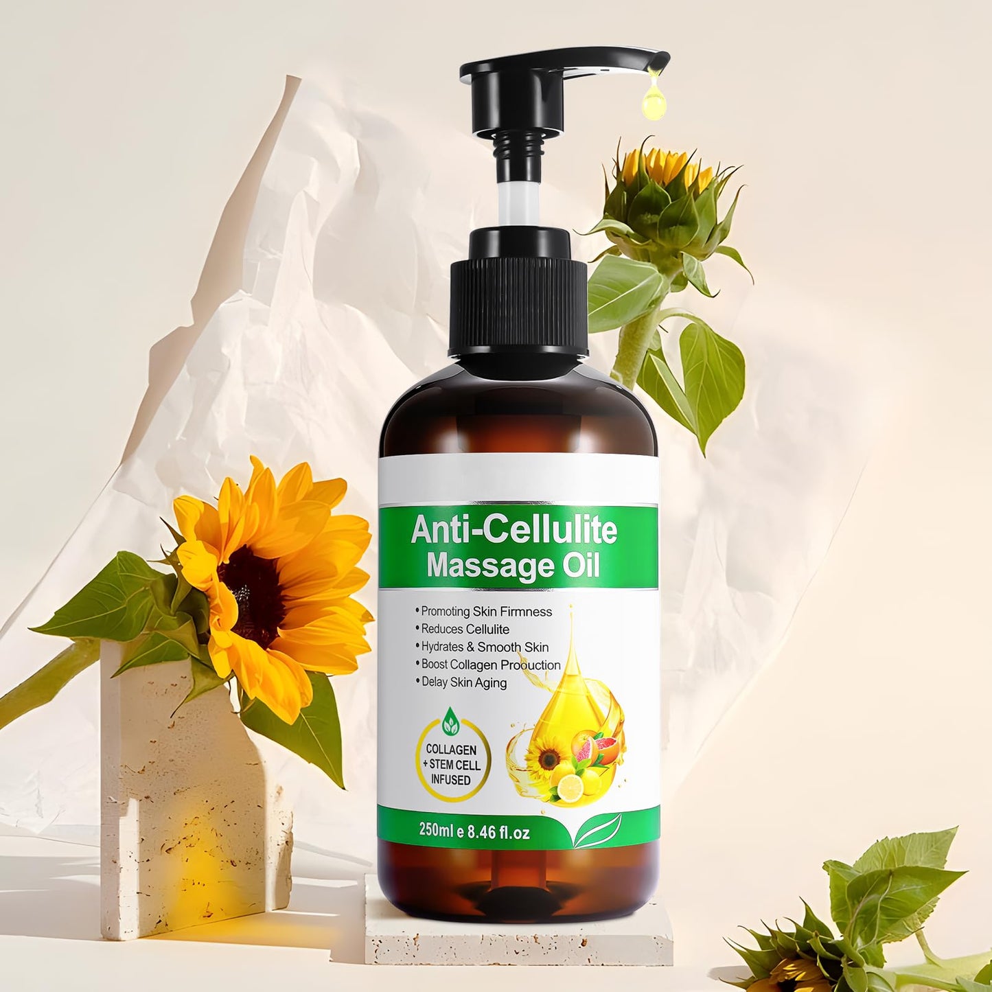 Body Oil Naturals Anti Cellulite Massage Oil, for Skin Tightening, Massage Oil for Massage Therapy Assists with Firming, Moisturizes Skin -8.46 fl.oz