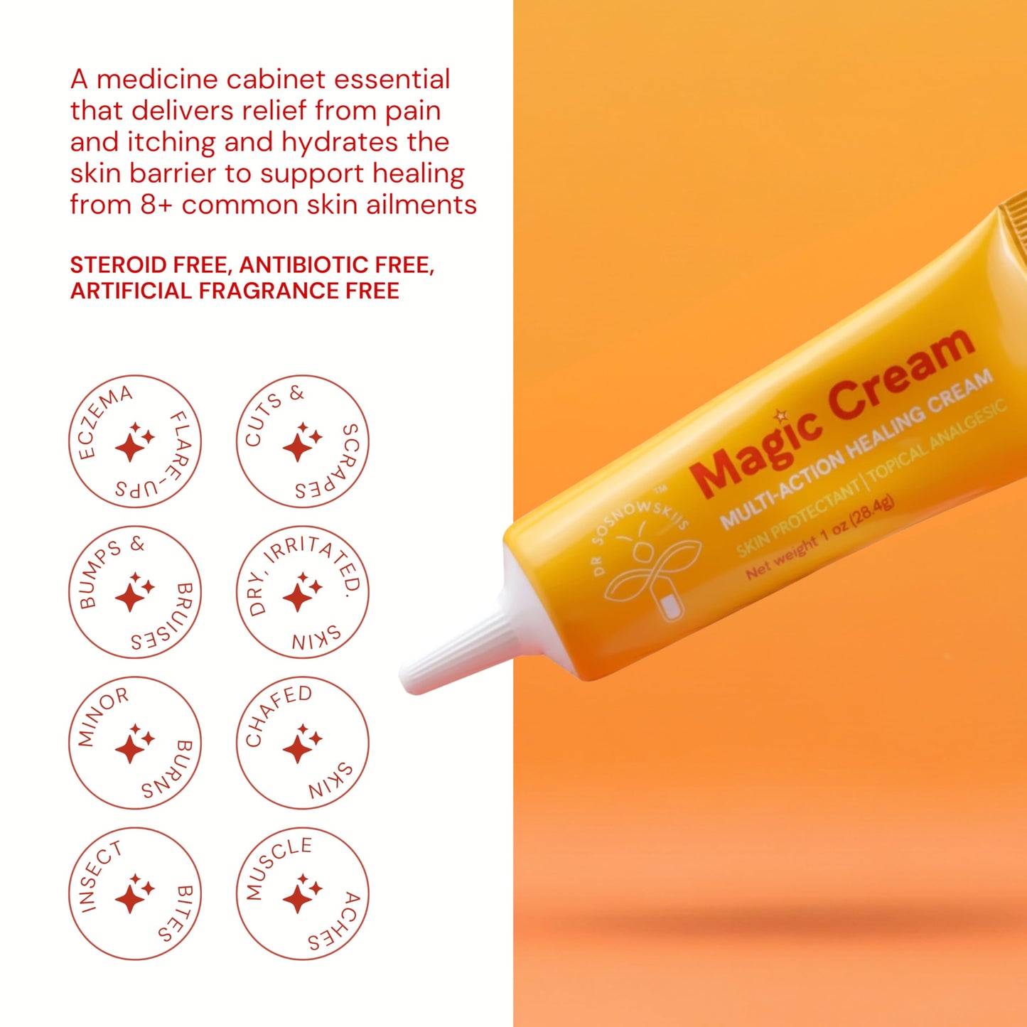 Dr. Sosnowski’s Magic Cream | Kids Eczema Cream & Anti Itch Relief | Multi-Action Topical for Rashes, Insect Bites & More | Propolis, Colloidal Oatmeal & Camphor | No Steroids or Antibiotics | 1oz
