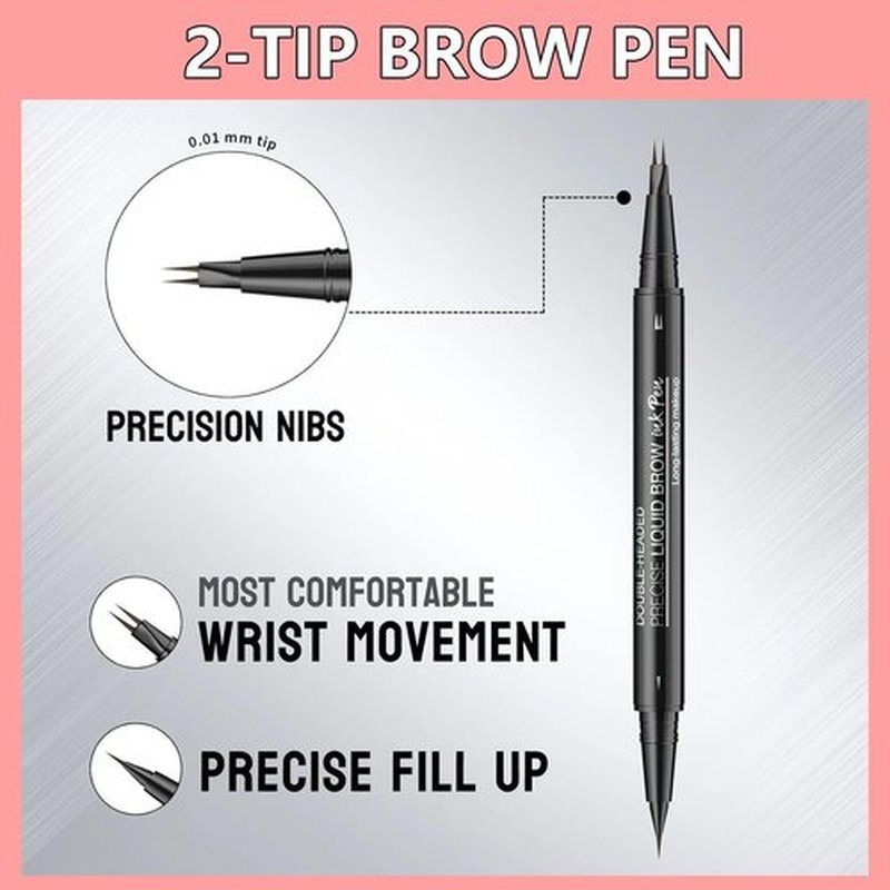 Light Brown Eyebrow Pen Liquid Eyebrow Pencil 2 in 1 Dual-Ended Eye Brow Pencils for Women Waterproof Natural and Precise Brush Tip Create natural hair like eyebrows that last all day # 01
