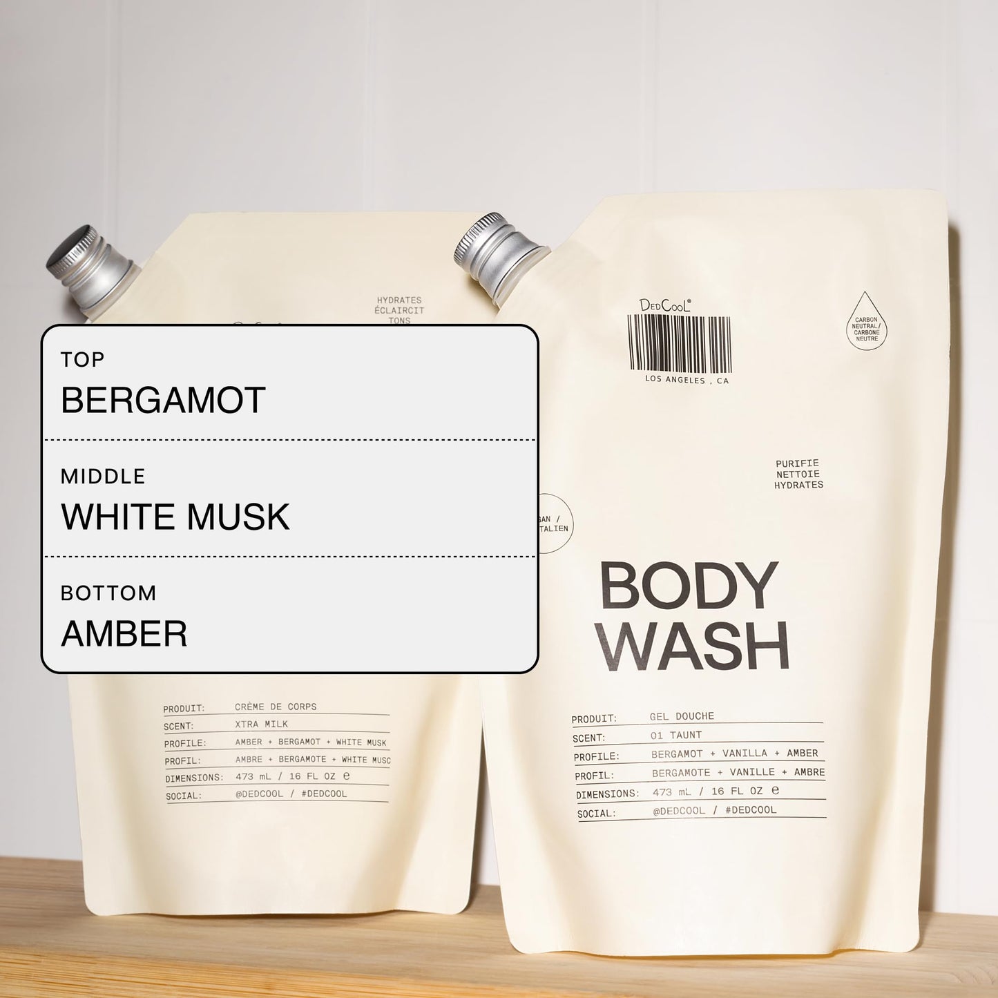 DedCool Body Wash Refill | Xtra Milk | Shea Butter, Aloe & Snow Mushroom | Hydrating, Non-Toxic, Vegan | Bergamot, White Musk & Amber | 16 fl oz