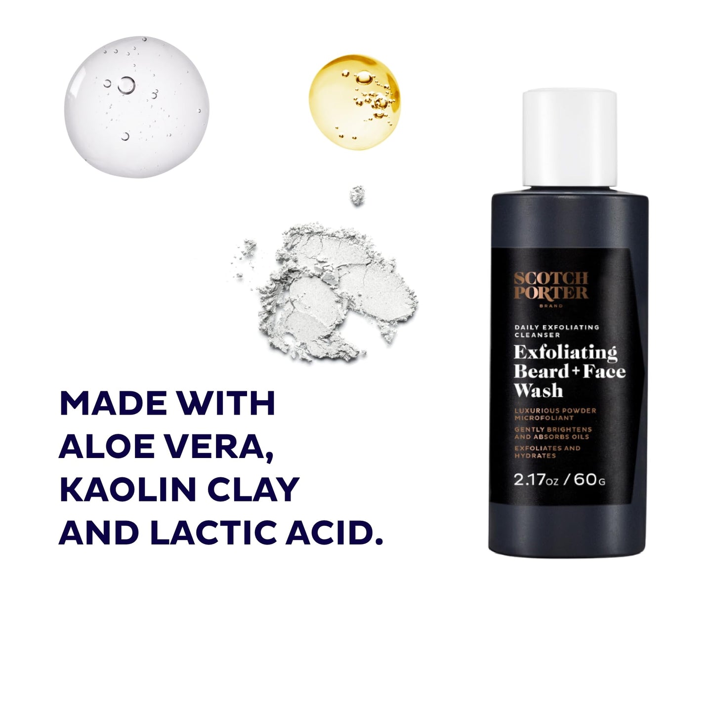Scotch Porter Beard and Face Care Set - 4oz Leave-in Conditioner and 2.17oz Exfoliating Wash with Non-Toxic, Vegan Ingredients