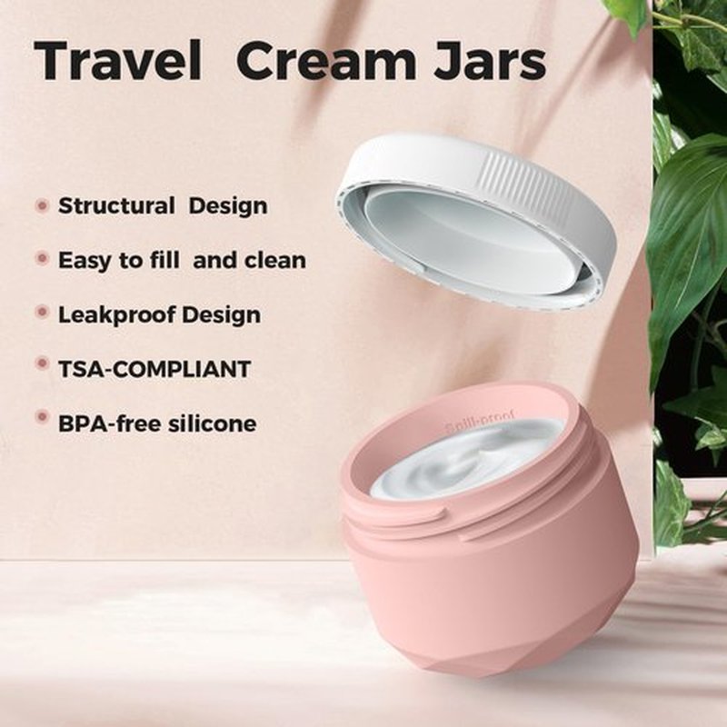 Travel Containers for Toiletries, Silicone Cream Jars TSA Approved 1.7oz Travel Size Containers with Toiletry Bag, Wide Mouth Leak-proof Travel Accessories with Lid for Cosmetic Cream