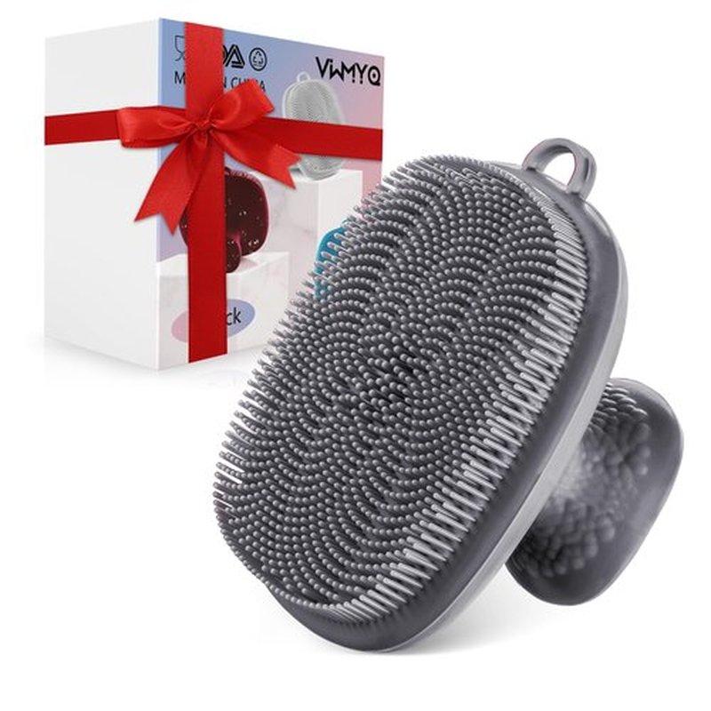 VWMYQ Face Scrubber Face Scrubber for Men Facial Cleansing Brush Silicone Face Wash Brush Manual Waterproof Cleansing Skin Care Face Brushes for Cleansing and Exfoliating (Gray)