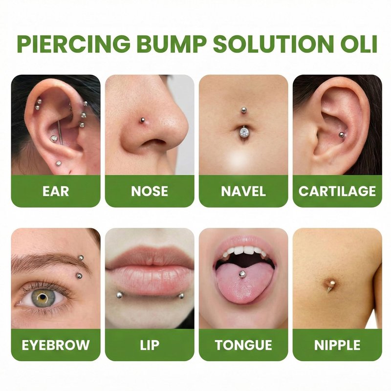 SugarTang Piercing Bump Solution Oil with Natural Jojoba Rosehip Tea Tree, Nose Stud and Downsizing Earrings Studs,Gentle Aftercare for Bumps,Curved Dropper 20ml 1bottle