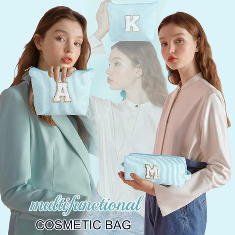 YOOLIFE Cute Makeup Bag for Women Girls - Cosmetic Bags for Women | Initial Make Up Bag | Personalized Gifts for Women Her | Bridal Shower Gifts | Mothers Day Gifts | Tween Girls Trendy Stuff S