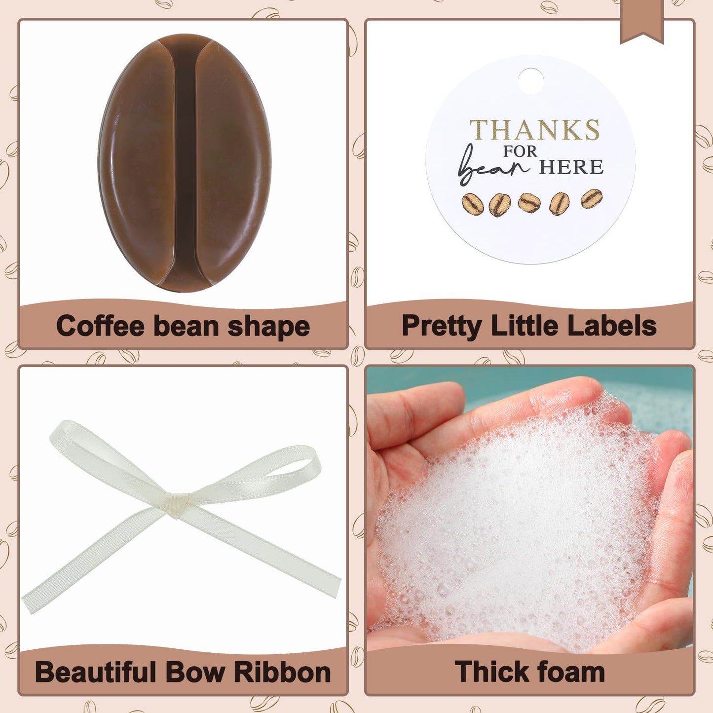Swiffen 50 Pcs Coffee Bean Soap Baby Shower Bridal Shower Wedding Party Favors Gifts Handmade Natural Soap Favors for Guests in Bulk for Wedding Souvenirs Engagement Party