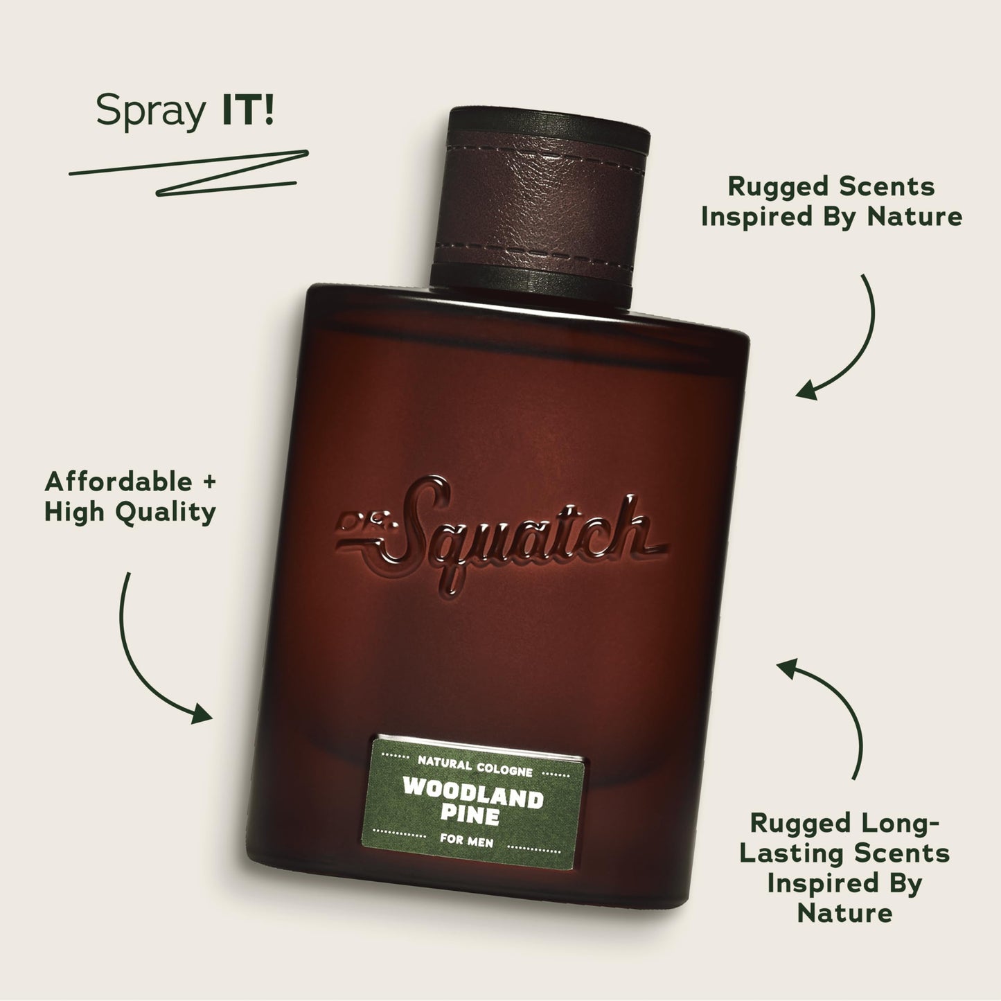 Dr. Squatch Natural Cologne for Men - Scent-Lock Technology and Sustainably-Sourced Ingredients - Woodland Pine Cologne (1.7 fl oz)