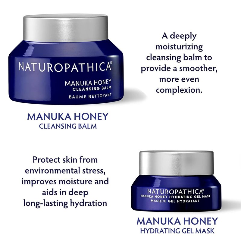 Manuka Honey Hydration Set - Cleansing Balm & Gel Mask Duo | Full Size 2.8 oz & Travel Size 0.5 oz