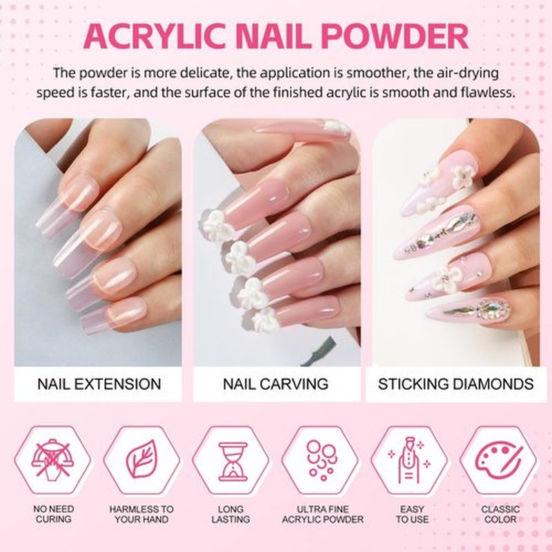 COSCELIA Acrylic Nail Kit with U V Light, 27PC Nude Pink Clear Acrylic Powder Glitter Powder Nail Kit with Everything for Beginners Full Manicure Supplies Home DIY
